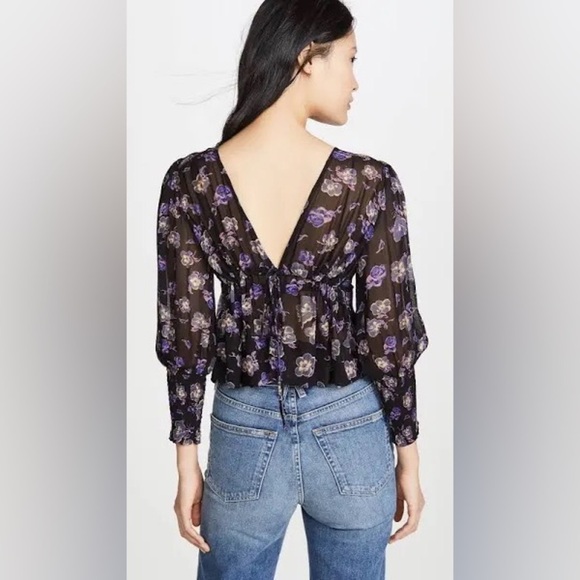 Ganni Printed Georgette Blouse Size 32 or XXS - Picture 2 of 10